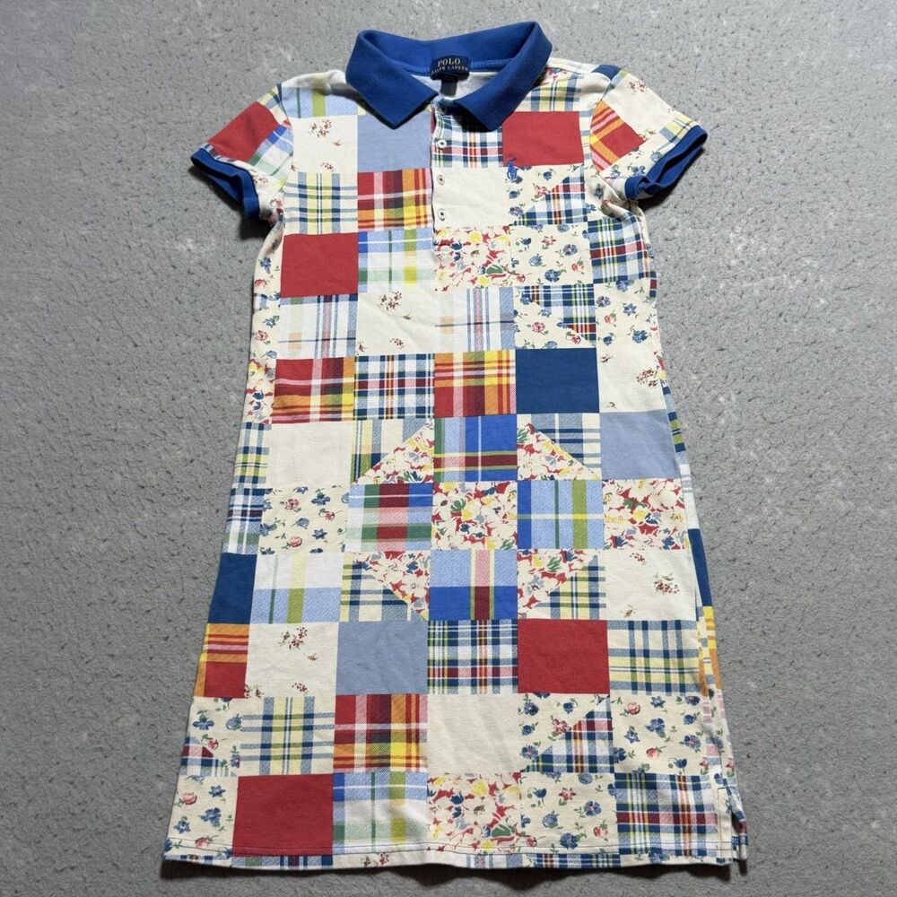 Polo Ralph Lauren Shirtdress Kids Girls Size Large L Patchwork Floral Cotton